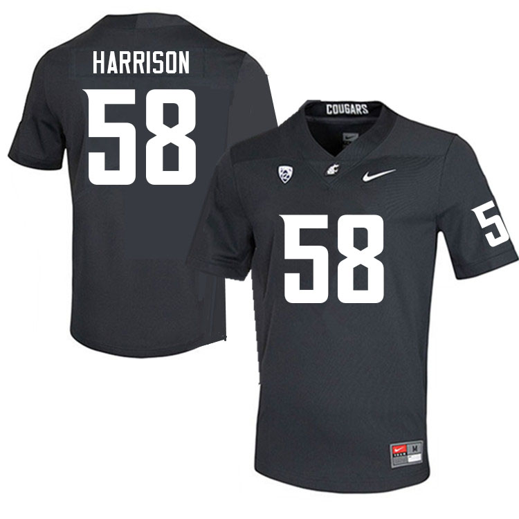 Men #58 Daniel Harrison Washington State Cougars College Football Jerseys Sale-Charcoal